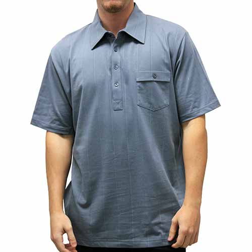 Palmland Solid Textured Short Sleeve Knit Big and Tall-Marine - theflagshirt