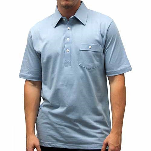 Palmland Solid Textured Short Sleeve Knit Big and Tall Med Blue - theflagshirt