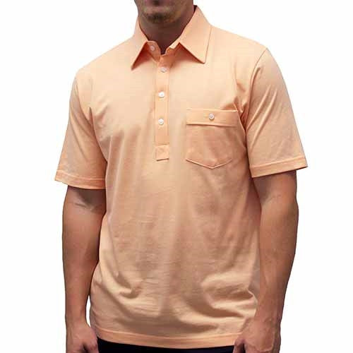 Palmland Solid Textured Short Sleeve Knit Big and Tall Melon - theflagshirt