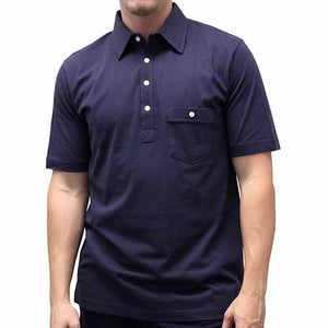 Palmland Solid Textured Short Sleeve Knit Big and Tall Navy - theflagshirt
