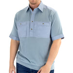 Load image into Gallery viewer, Solid Knit Banded Bottom Shirt with Woven Chest Panel 6041-22N - Chambray - theflagshirt

