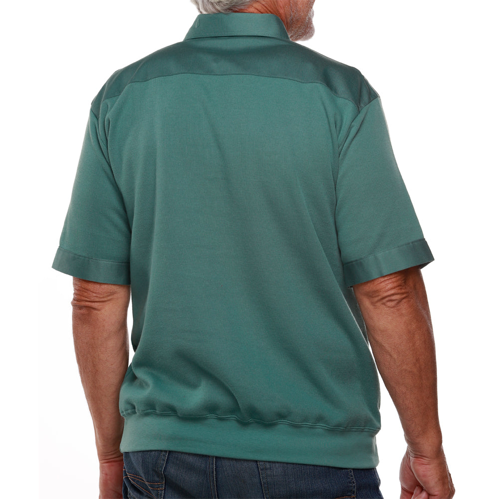Solid Knit Banded Bottom Shirt with Woven Chest Panel 6041-22N Big and Tall -Mallard