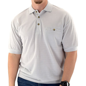 Classics By Palmland Short Sleeve Banded Bottom Shirt 6070-244 Big and Tall-Light Grey - theflagshirt