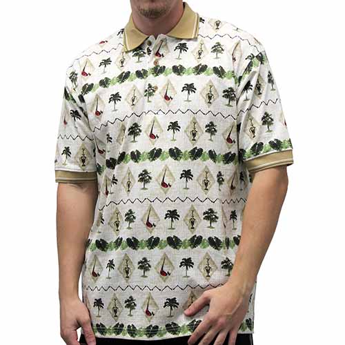 Palmland Club Men's Hawaiian Shirt - 6065-104 Natural - theflagshirt