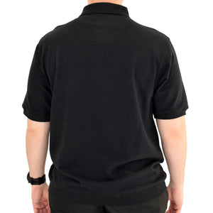 Classics by Palmland Short Sleeve 3 Button Banded Bottom Knit Collar 6070-100BT-Black - theflagshirt