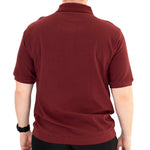 Load image into Gallery viewer, Classics by Palmland Short Sleeve 3 Button Banded Bottom Knit Collar 6070-100-Burgundy - theflagshirt
