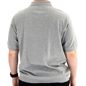 Classics by Palmland Short Sleeve 3 Button Banded Bottom Knit Collar 6070-100BT-GreyHT - theflagshirt