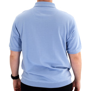 Classics by Palmland Short Sleeve 3 Button Banded Bottom Knit Collar 6070-100-Light Blue - theflagshirt