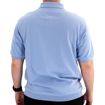 Classics by Palmland Short Sleeve 3 Button Banded Bottom Knit Collar 6070-100BT-Light Blue - theflagshirt