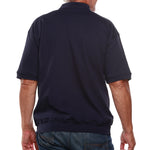 Load image into Gallery viewer, Classics by Palmland Short Sleeve 3 Button Banded Bottom Knit Collar 6070-100 Navy
