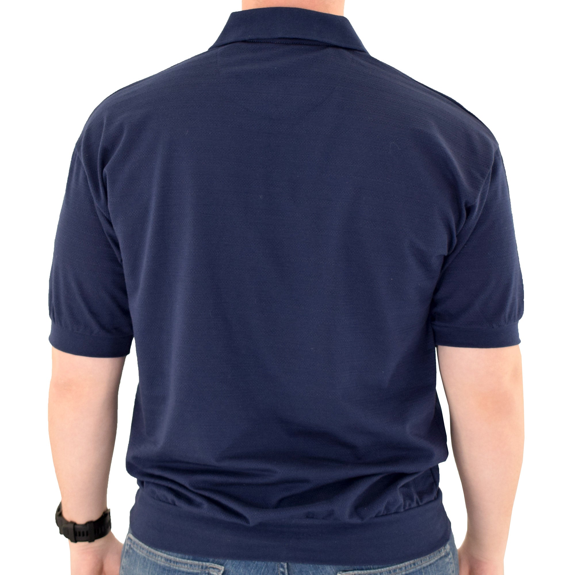 Classics by Palmland Short Sleeve Banded Bottom Shirt 6070-209BT Navy - theflagshirt