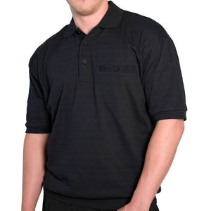 LD Sport Solid Pique Short Sleeve Banded Bottom Shirt 6070-237 Big and Tall-Black - theflagshirt