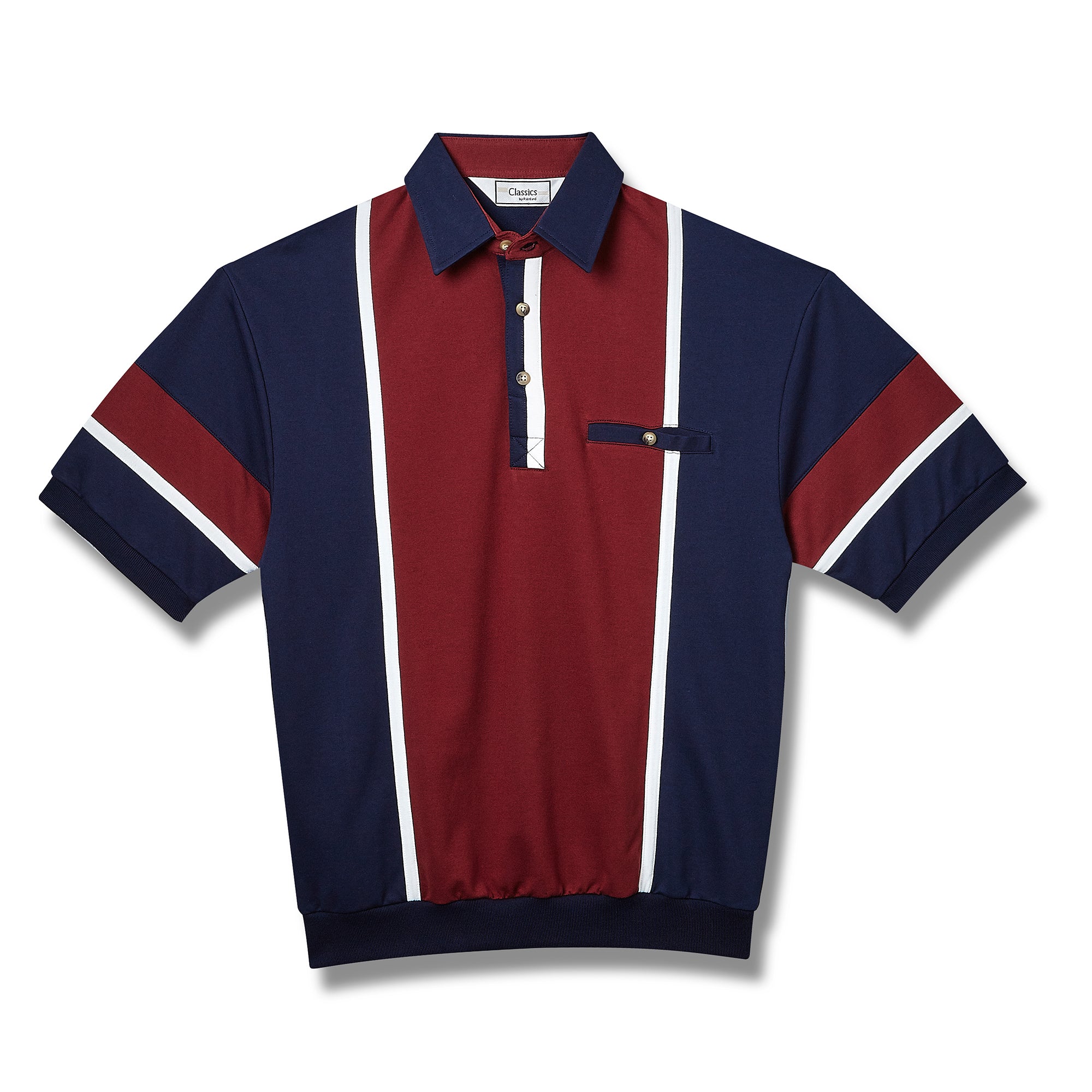 Classics by Palmland Two Tone Banded Bottom Shirt 6090-262B Burgundy - theflagshirt