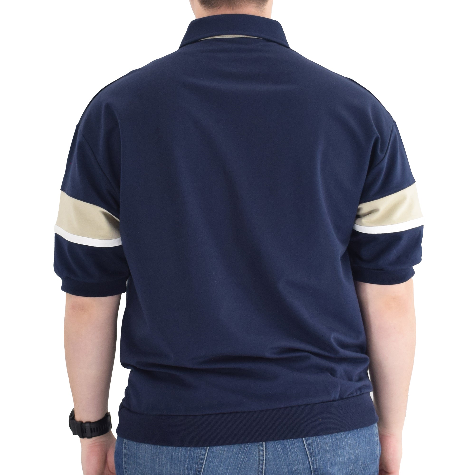 Classics by Palmland Two Tone Banded Bottom Shirt  6090-262B Taupe - theflagshirt