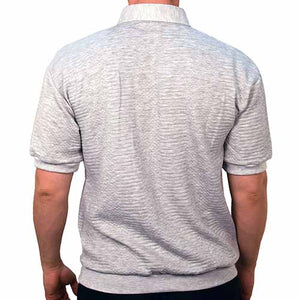 Classics By Palmland Solid French Terry Short Sleeve Banded Bottom Polo Shirt 6090-780 Grey Heather - theflagshirt