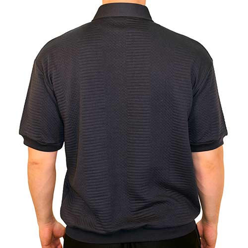 Classics By Palmland Solid French Terry Short Sleeve Banded Bottom Polo Shirt 6090-780 Navy Hth - theflagshirt