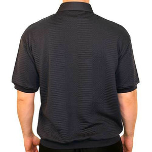 Classics By Palmland Solid French Terry Short SLeeve Banded Bottom Polo Shirt 6090-720 Big and Tall - Navy Hth - theflagshirt