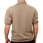 Load image into Gallery viewer, Palmland Solid French Terry Short Sleeve Banded Bottom Polo Shirt 6090-720 Big and Tall Taupe
