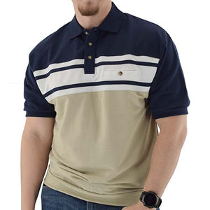 Classics by Palmland Horizontal French Terry Short Sleeve Banded Bottom Shirt 6090-BL1BT Navy - bandedbottom