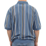 Load image into Gallery viewer, Classics By Palmland Vertical Short Sleeve Banded Bottom Shirt 6090-V1 Blue
