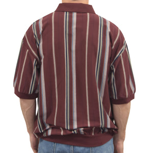 Classics By Palmland Vertical Short Sleeve Banded Bottom Shirt 6090-V1 Burgundy