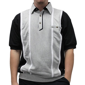 Classics By Palmland Short Sleeve Vertical Banded Bottom Shirt 6090BB-783 Black - theflagshirt