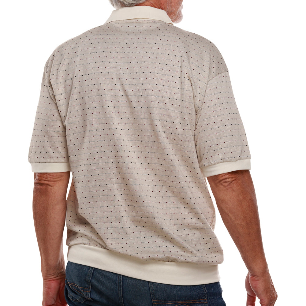Classics by Palmland Jacquard Short Sleeve Banded Bottom Shirt 6091-100 Natural