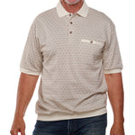 Load image into Gallery viewer, Classics by Palmland Jacquard Short Sleeve Banded Bottom Shirt 6091-100 Natural

