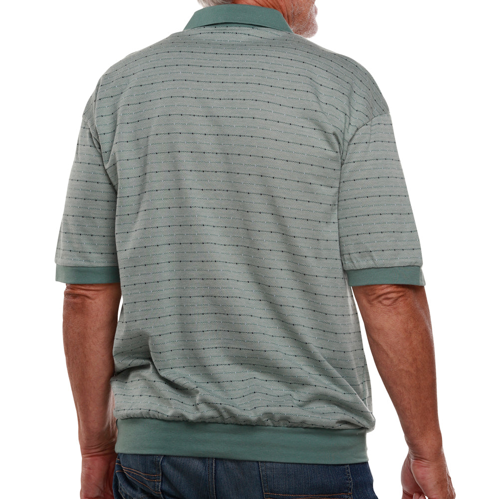 Classics by Palmland Jacquard Short Sleeve Banded Bottom Shirt 6091-100 Sage