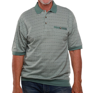 Classics by Palmland Jacquard Short Sleeve Banded Bottom Shirt 6091-100 Sage