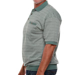 Load image into Gallery viewer, Classics by Palmland Jacquard Short Sleeve Banded Bottom Shirt 6091-100 Sage
