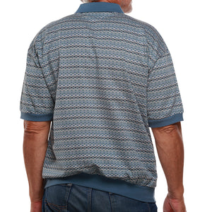 Classics by Palmland Jacquard Short Sleeve Banded Bottom Shirt 6091-101 Marine