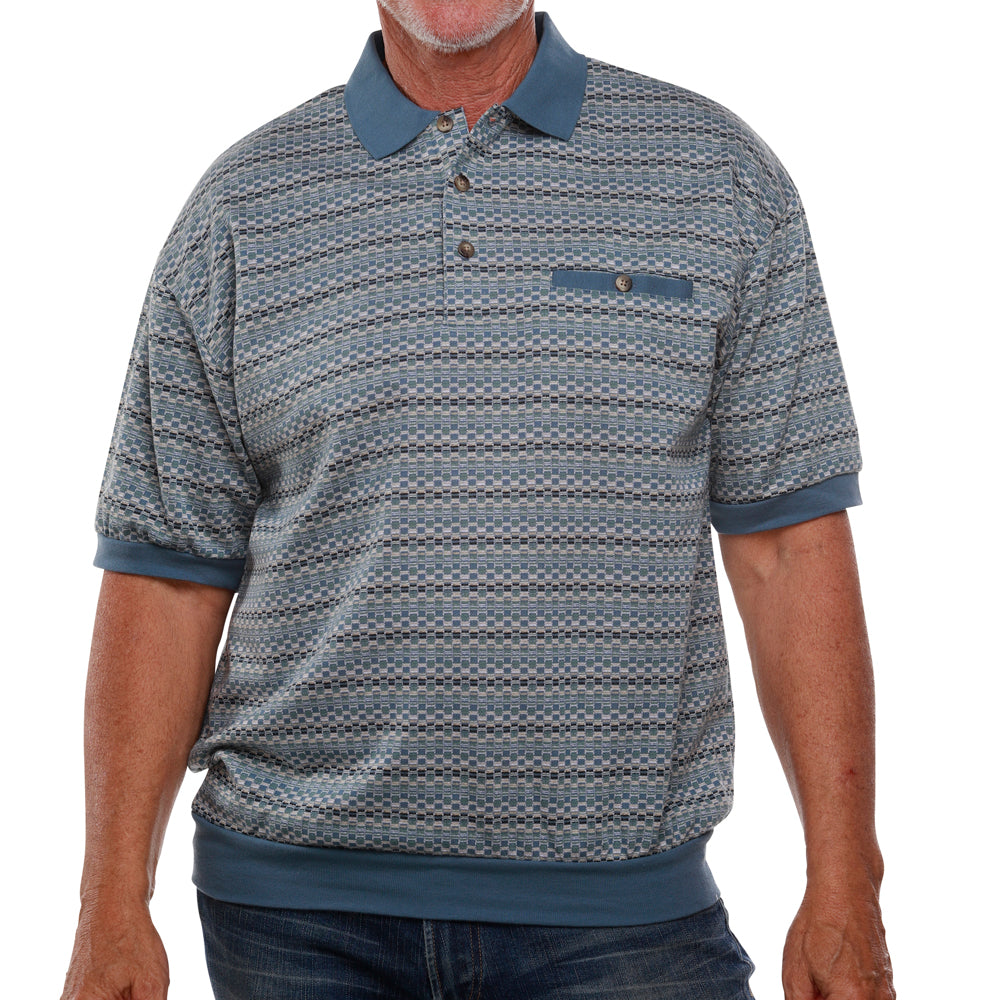 Classics by Palmland Jacquard Short Sleeve Banded Bottom Shirt 6091-101 Marine