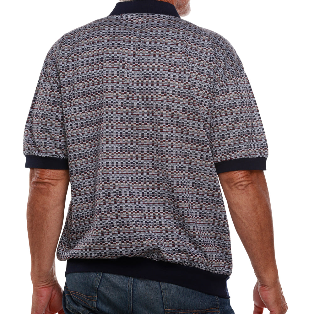 Classics by Palmland Jacquard Short Sleeve Banded Bottom Shirt 6091-101 Navy
