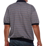 Load image into Gallery viewer, Classics by Palmland Jacquard Short Sleeve Banded Bottom Shirt 6091-101 Navy
