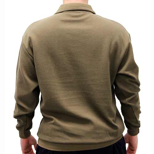LD Sport Solid Textured Long Sleeve Banded Bottom Shirt 6094-700 Big and Tall Mocha - theflagshirt