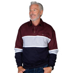 Load image into Gallery viewer, Classics by Palmland Horizontal Stripes Banded Bottom Shirt 6094-728 Burgundy - Big and Tall - theflagshirt
