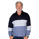 Load image into Gallery viewer, Classics by Palmland LS Horizontal Stripes Banded Bottom Shirt 6094-728 Navy - theflagshirt

