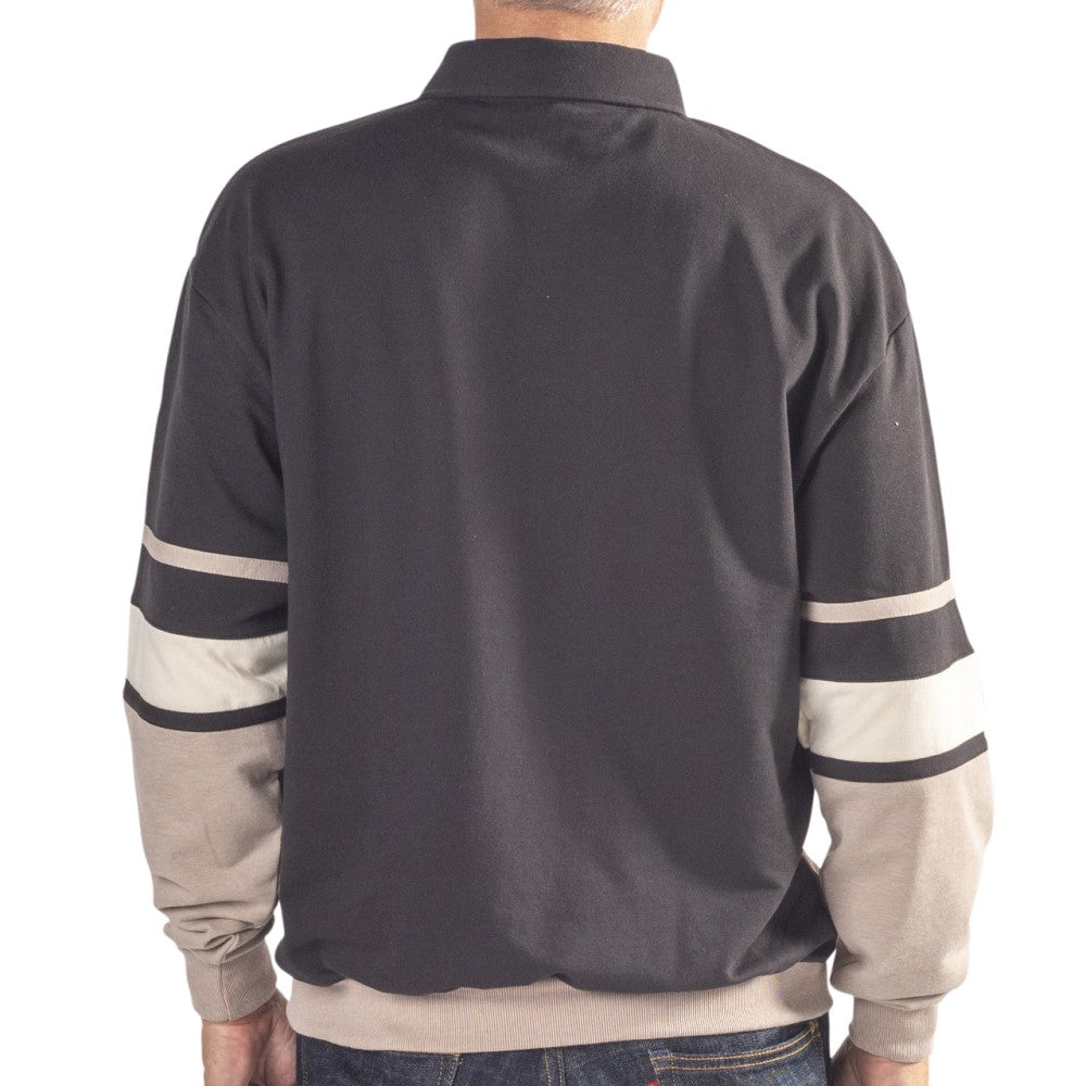 Classics by Palmland Horizontal Stripes Long Sleeve Banded Bottom Shirt 6094-736BT Black