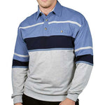 Load image into Gallery viewer, Classics by Palmland Horizontal Stripes Long Sleeve Banded Bottom Shirt 6094-736 Big and Tall Blue HT - bandedbottom

