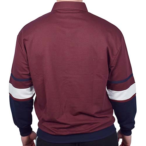 Classics by Palmland Horizontal Stripes Long Sleeve Banded Bottom Shirt 6094-736 Big and Tall Burgundy - theflagshirt