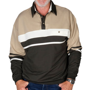 Classics By Palmland Horizontal Stripes Banded Bottom Shirt 6094-739 Green - Big and Tall - theflagshirt