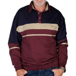 Load image into Gallery viewer, Classics By Palmland Horizontal Stripes Banded Bottom Shirt 6094-739 Burgundy - Big and Tall - theflagshirt
