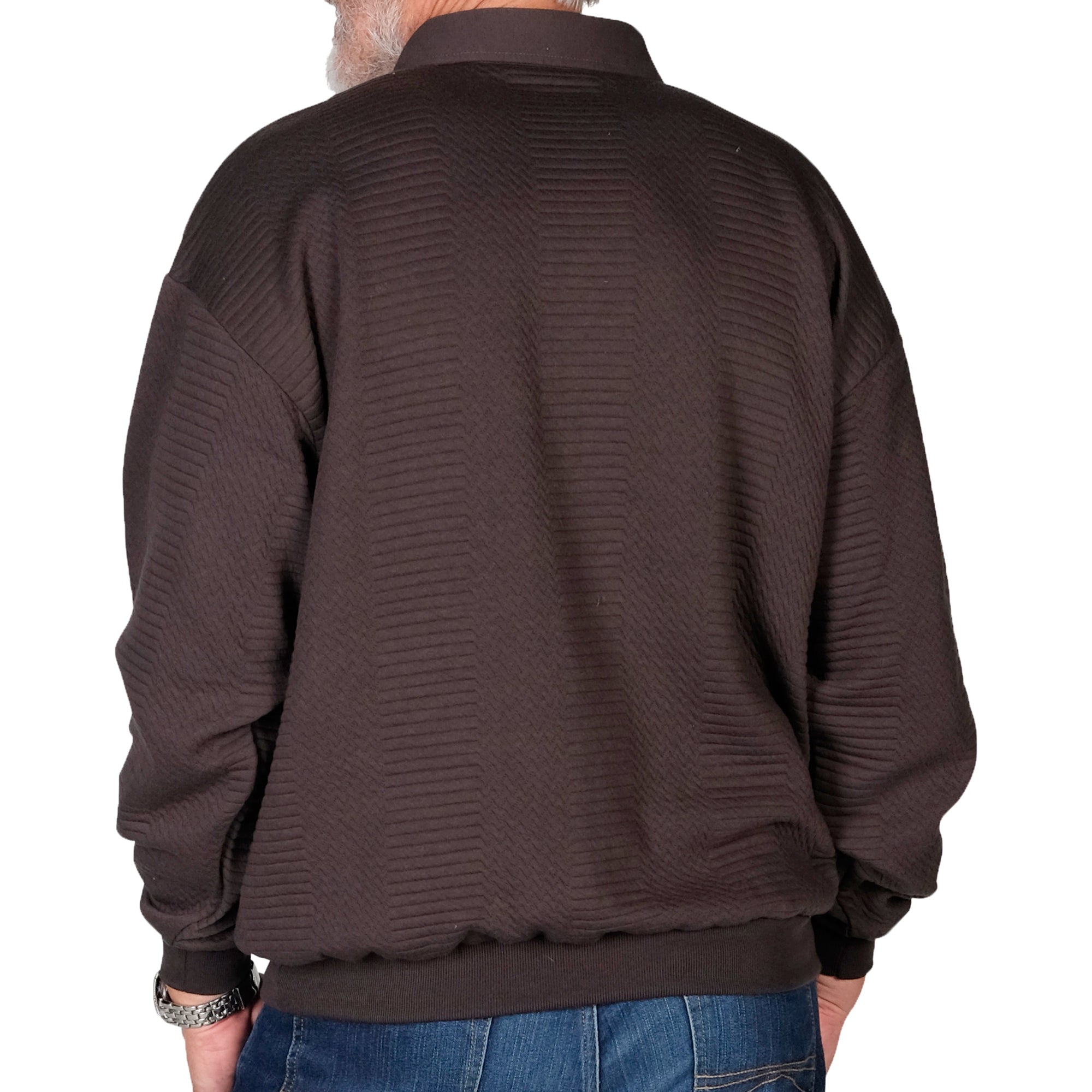 LD Sport Solid Textured Long Sleeve Banded Bottom Shirt 6094-950 Black