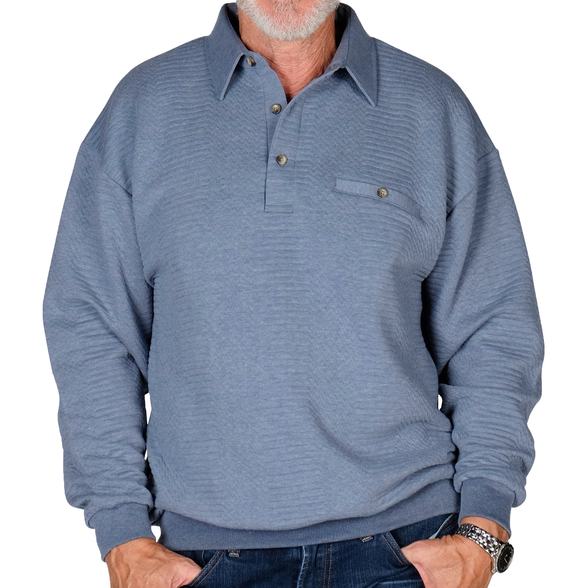 Men's Long Sleeve Banded Polo Shirt