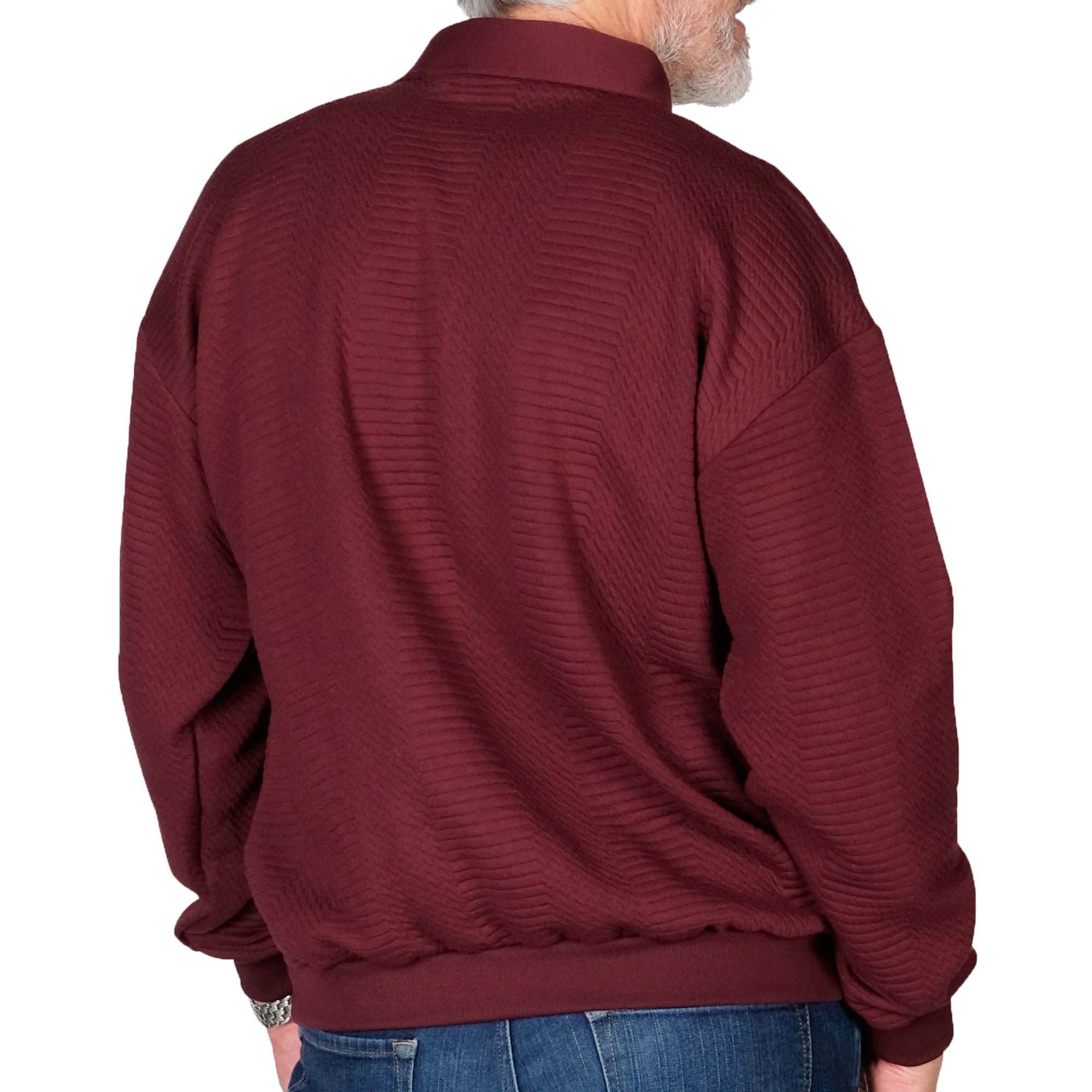 LD Sport Solid Textured Long Sleeve Banded Bottom Shirt - 6094-950 - Burgundy - Big and Tall