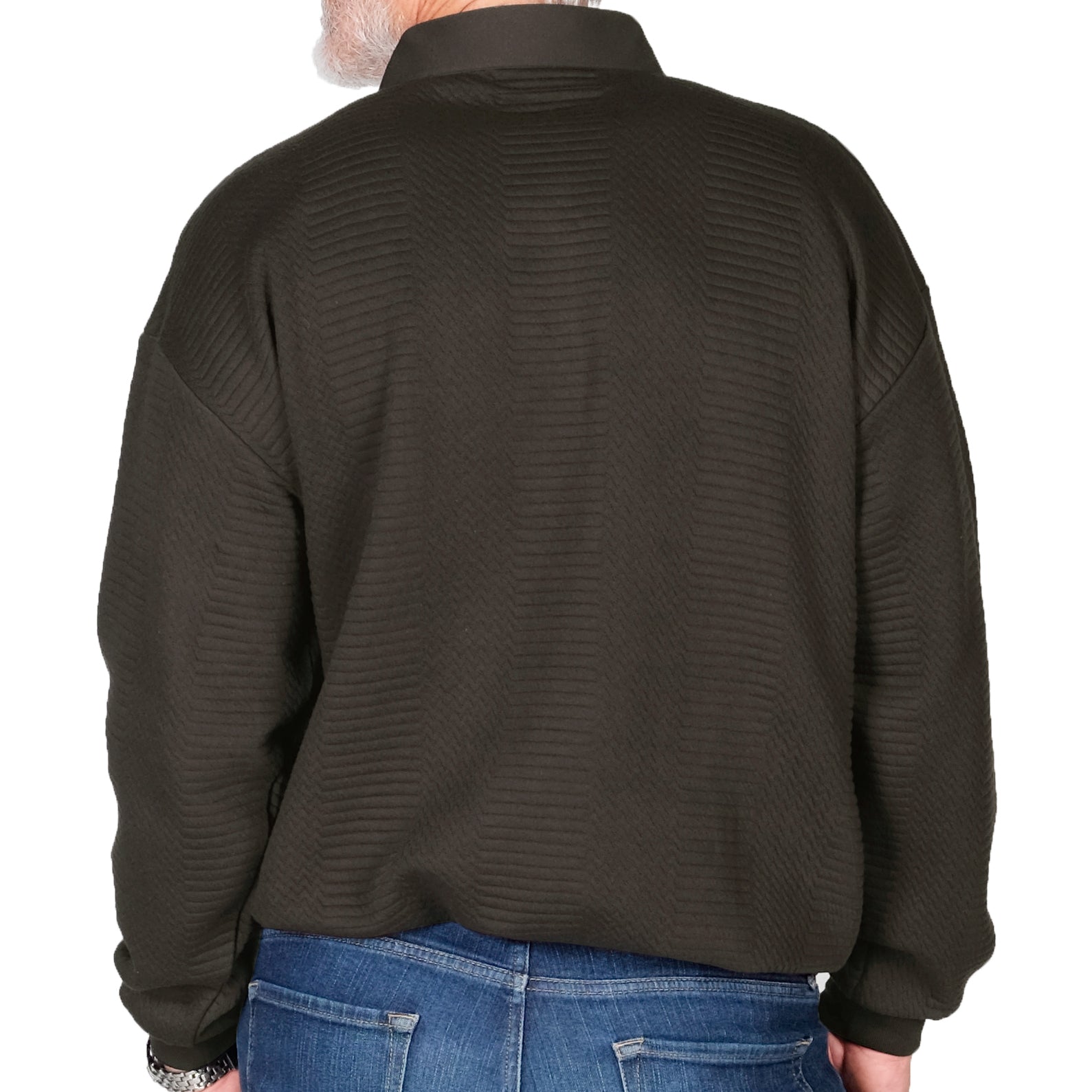 LD Sport Solid Textured Long Sleeve Banded Bottom Shirt - 6094-950 - Charcoal - Big and Tall