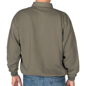 LD Sport Solid Textured Long Sleeve Banded Bottom Shirt - 6094-950 - Olive Heather