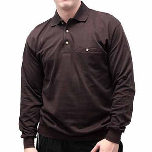 LD Sport Jacquard Long Sleeve Banded Bottom Shirt 6096-500 Big and Tall Brown - theflagshirt