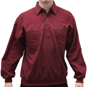 LD Sport Four Pocket Woven Long Sleeve Banded Bottom Shirt -Big and Tall - Burgundy - theflagshirt